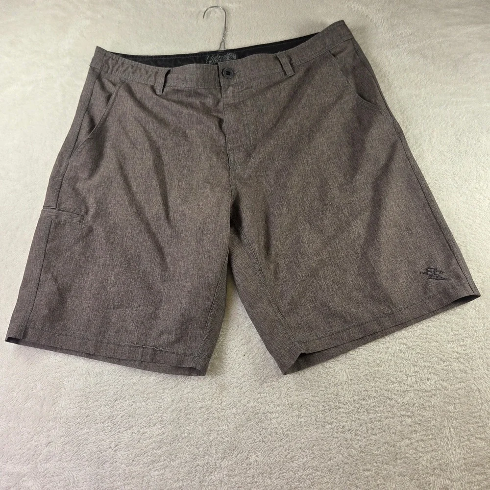 Da Hui Hybrid Collection Shorts Mens 38 Brown Heathered Stretch Board Shorts